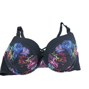 Torrid Curve 44dd Black W/multicolor Floral Mesh Overlay Bra  Underwire NWOT